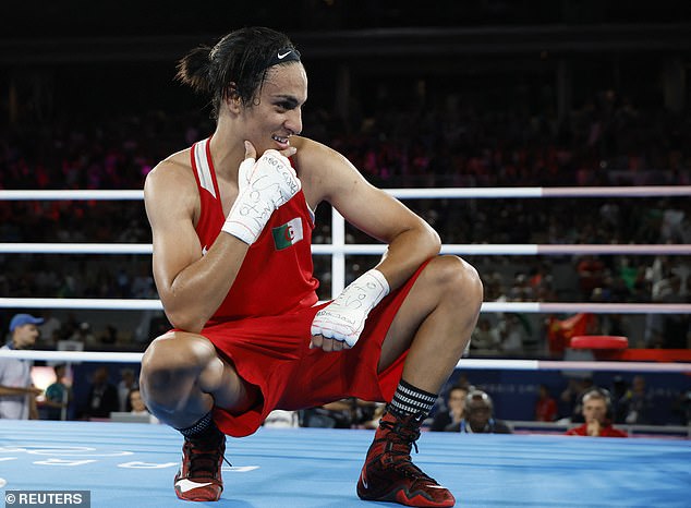 Khelif, the heavy favorite for the match, won every round with every judge tonight and raised her arm in an apparent military salute before being carried around the ring on the shoulders of her coach