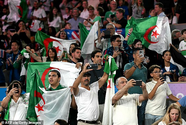 The crowd around the Phillippe-Chatrier court was packed with Algerian supporters and flags