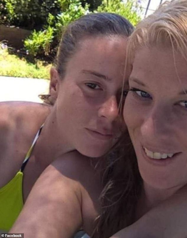 The victim's sister, Carly McBride (pictured, left, with Kristie), who was charged with affray and intent to commit a violent act for her alleged role in the brawl, said the family is still struggling to process what has happened over the past nine months.