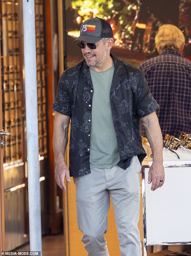 The Massachusetts-born actor completed his sleek look with white sneakers, accessorized with stylish aviator sunglasses and a brown baseball cap.