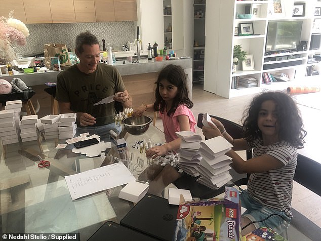 Her husband and their two daughters help at home with packing orders