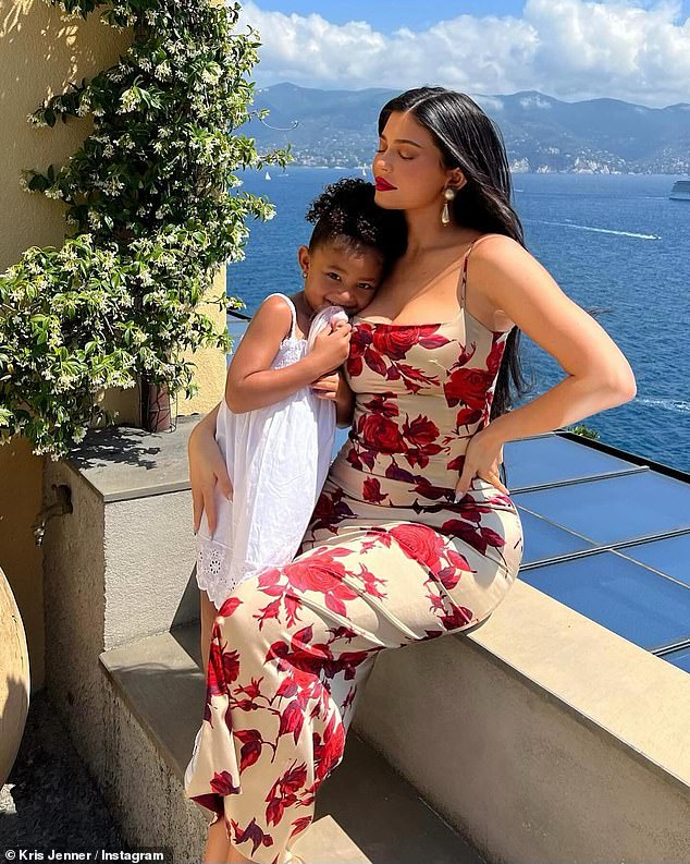 Kris also shared snaps of Kylie cuddling with her own children, daughter Stormi, six, and two-year-old son Aire