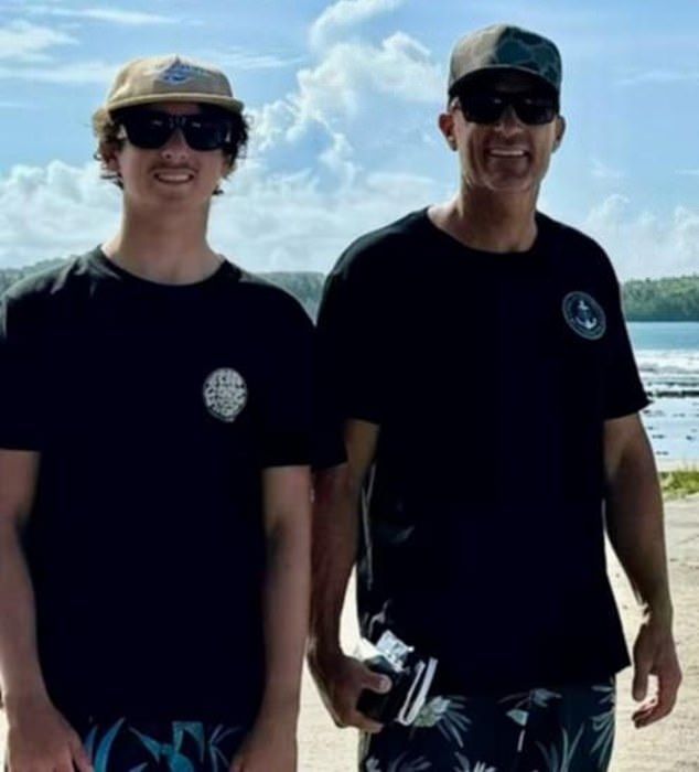 The passionate surfer (pictured right) is survived by his wife Rikki and their three children