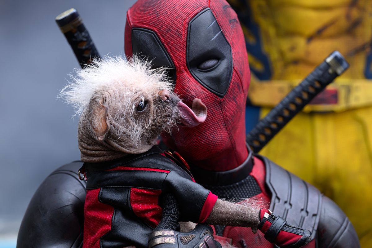 Deadpool hugs Dogpool in Deadpool & Wolverine