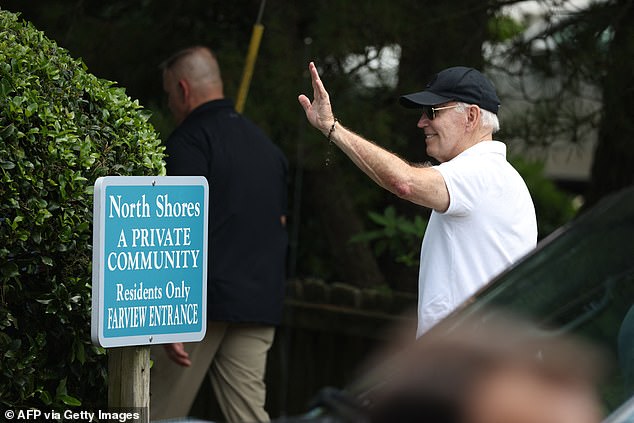 Biden wore sunglasses and a short-sleeved polo shirt as he headed to the beach. He will be back on the road with Harris in Maryland next week, their first trip together since he dropped out of the 2024 race