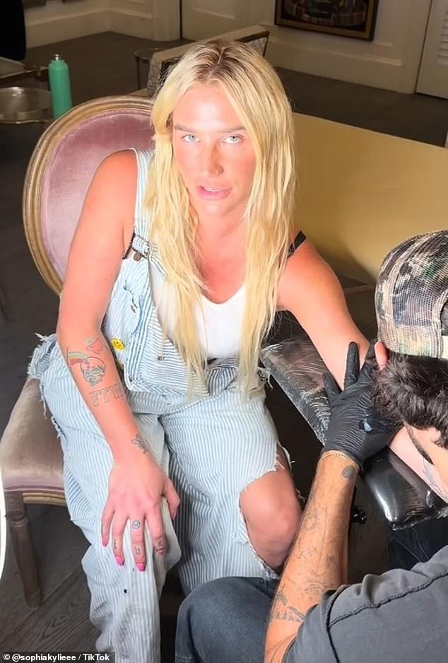 In another video on what Sophia calls her Tuesday vlog, she revealed that Kesha was a member of the tattoo party that took place at Kyle's house. The singer opted to have the words 