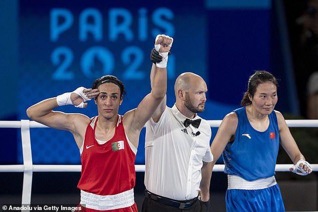 Khelif (left) defeated China's Liu Yang by unanimous decision in the welterweight final on Friday