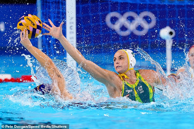 The Stingers' Bronte Halligan is pictured defending during the two-goal loss to the Spanish. She later described winning silver as pure joy