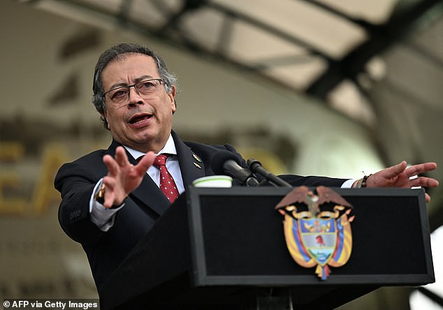 President Gustavo Petro (pictured), a radical leftist politician who once fought in a rebel guerrilla movement, came to power in 2022 on a promise to help poor Colombians with free health care, better education and social services for single mothers and abused women.