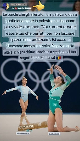 Barbosu has not personally complained publicly about the decision, but she did repost criticism from a Romanian gymnastics legend who suggested American favoritism was involved