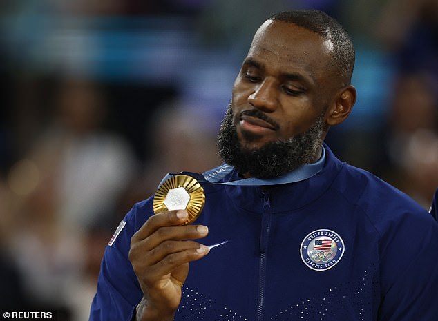 James, 39, ended the night with a gold medal around his neck after the US won 98-87 in Paris