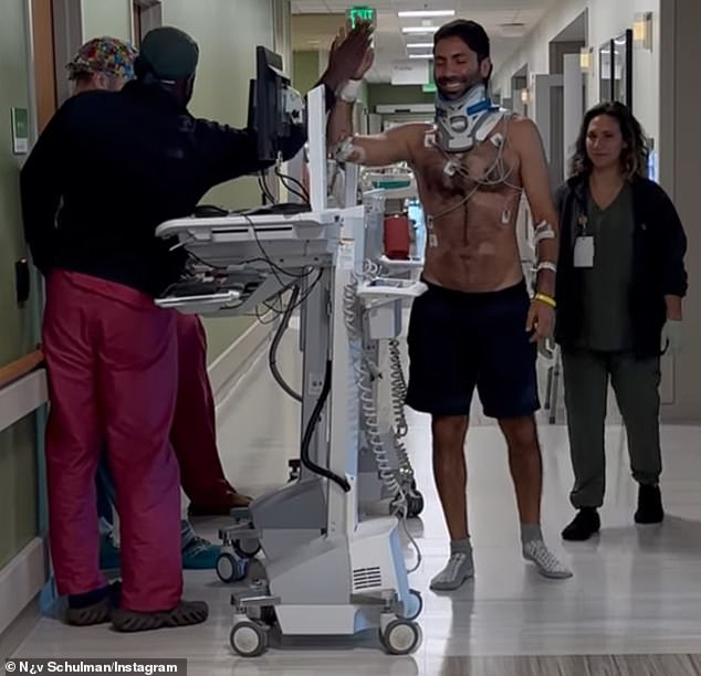 The accident happened on Monday and in the six days that followed he was able to walk independently through the hospital corridors again.