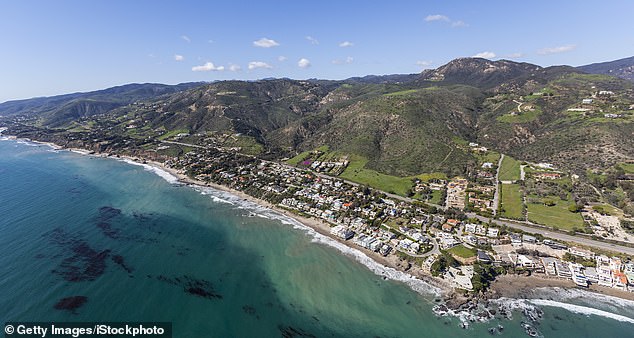 Aerial view of beautiful Lechuza Beach in Malibu, California