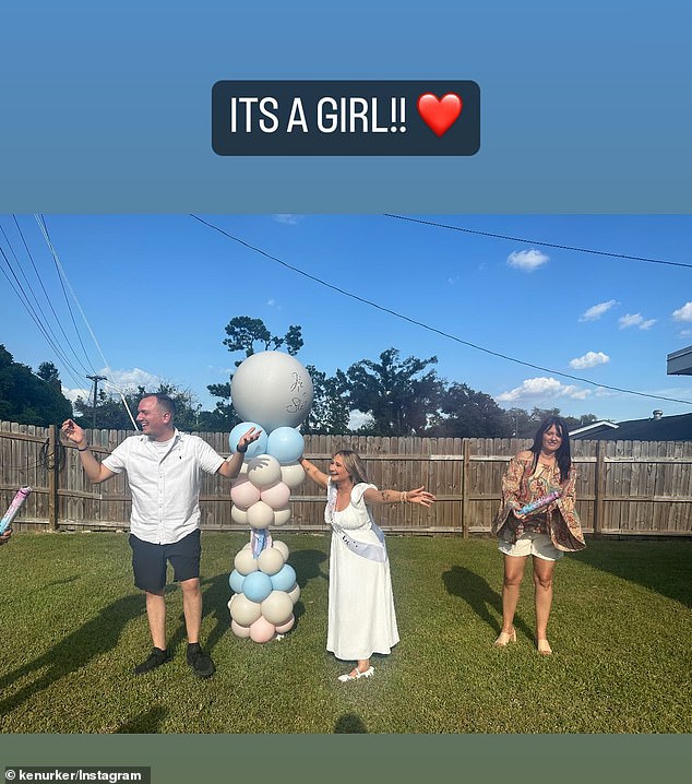 The clip captured the couple standing next to a balloon, which they popped to reveal an explosion of pink confetti