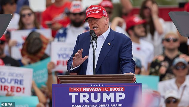 Trump is pictured in Las Vegas on June 9, the day he unveiled his no-tax-on-tips policy