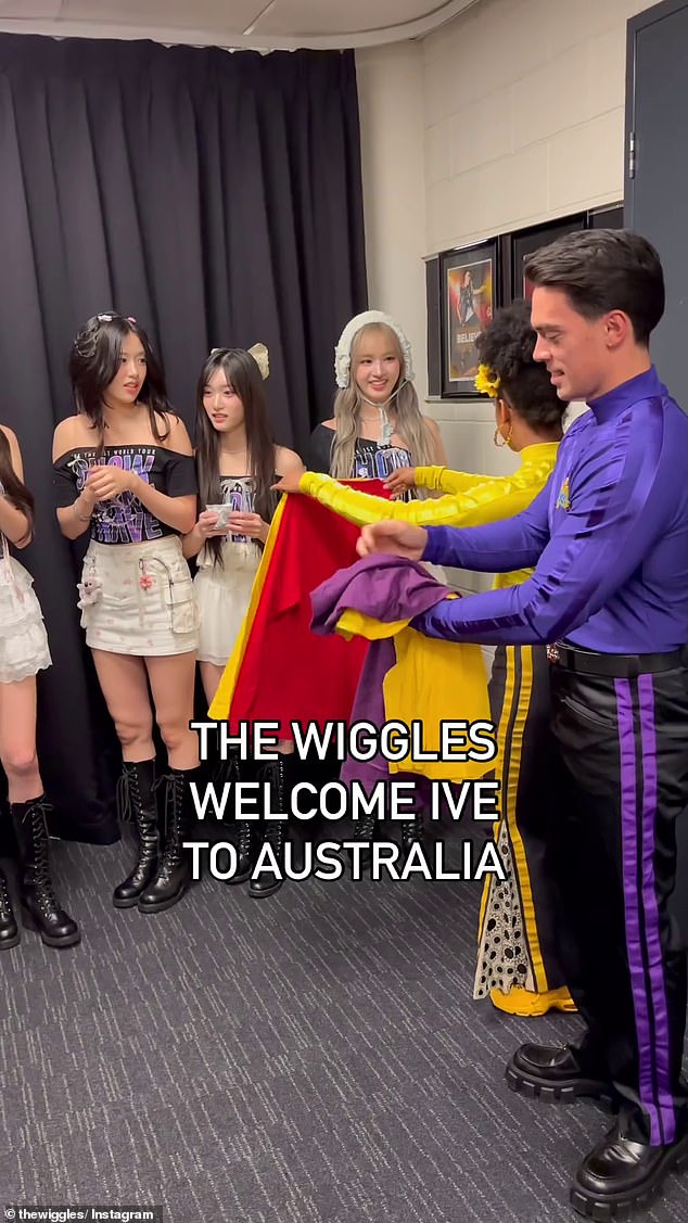 A short clip showed the Korean pop stars happily accepting colorful Wiggles underwear with a hearty, 