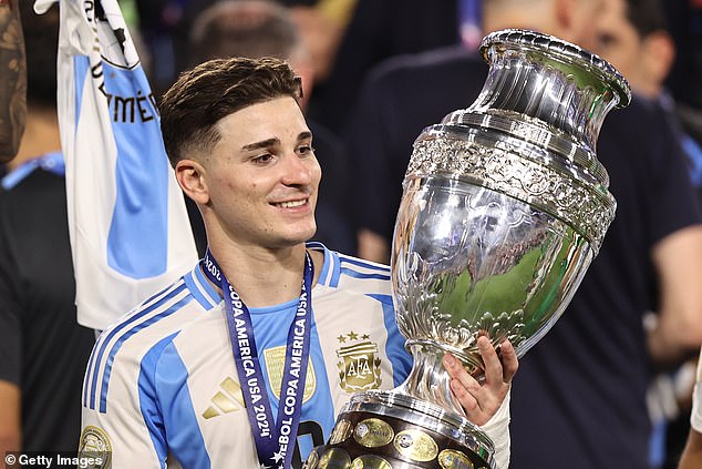 Alvarez also won both the Copa America and the World Cup during his time at the Etihad Stadium