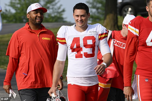 Matt Araiza, seen during practice last week, made his NFL debut for the Chiefs on Saturday