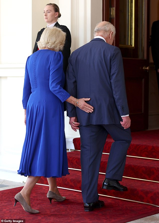 A guiding hand from Queen Camilla on the King's back marked the end of the three-day state visit of Emperor Naruhito and Empress Masako of Japan to the United Kingdom in late June this year