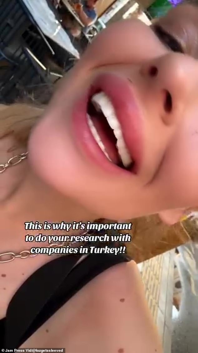 The influencer claims she was left with 'horse teeth' after a failed surgery in Turkey