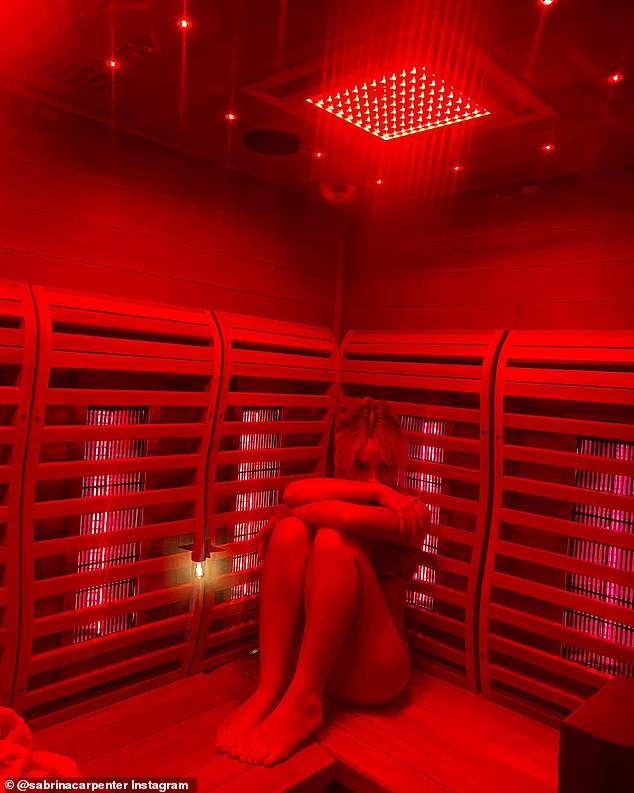 Sabrina Carpenter, 25, took a break from her blossoming music career to relax in an infrared sauna