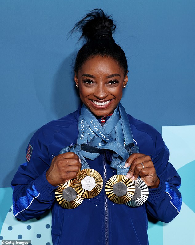 Simone Biles won three gold medals and one silver medal in various gymnastics events