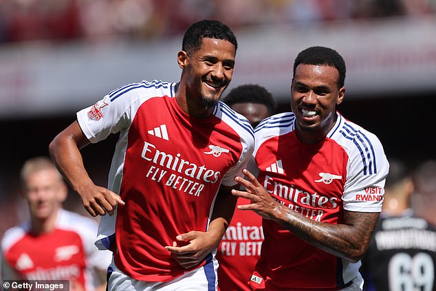 First-half goals from William Saliba (left) and Gabriel were enough to give the Gunners the win