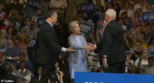 He pointed to the moment Democratic VP candidate Gov. Tim Walz shook his wife's hand onstage at the first rally he appeared at last week alongside VP Kamala Harris