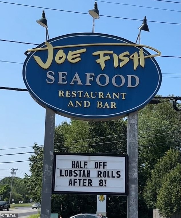 He shared a video of himself tucking into the Big Kauna lobster roll at Joe Fish Seafood Restaurant in North Andover, Massachusetts, seen here