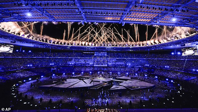 Fireworks explode during the closing ceremony of the 2024 Summer Olympics