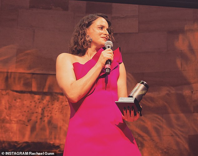 Raechel Gunn is pictured accepting Pedestrian's 'Sportswoman of the Year' award