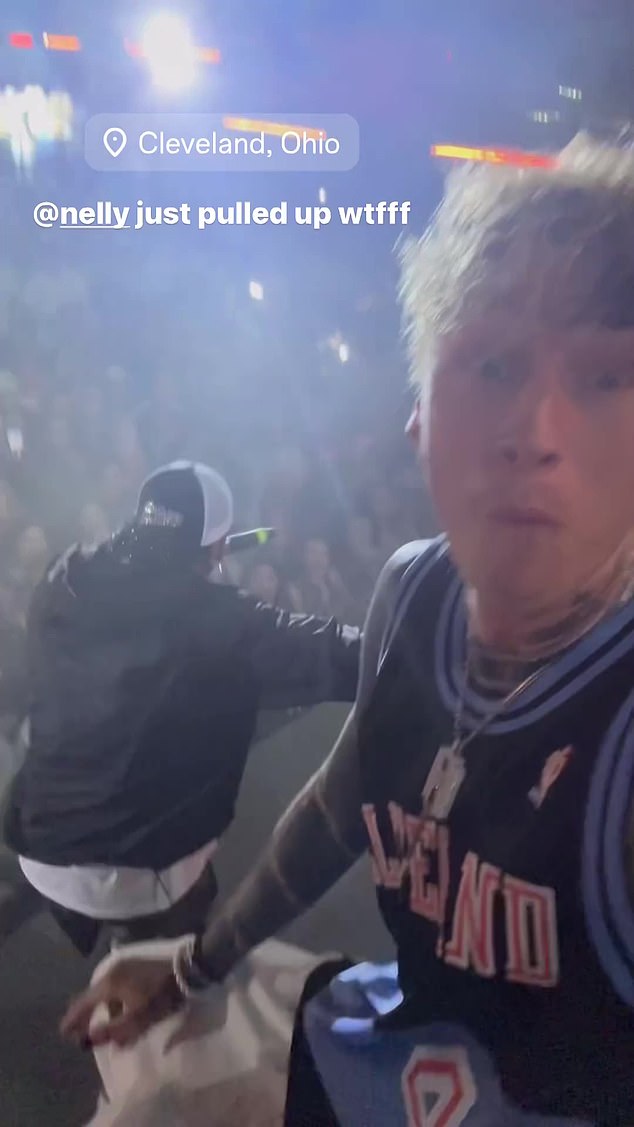 The 34-year-old musician welcomed the famous rapper on stage during a show in memory of Machine Gun Kelly in Cleveland