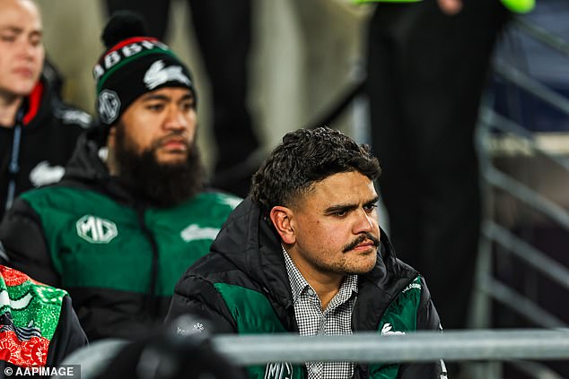 The 27-year-old is currently out with a foot injury and was in the stands but did not play when Souths lost to Melbourne last Thursday night (pictured)