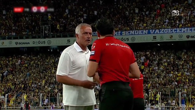 He was angered by the referee early in the match and spoke to the fourth official about it.