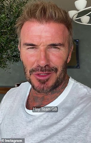 Former England captain and football icon David Beckham also features in the social media video, saying: 'Hey Team GB, we are so proud of you, congratulations'