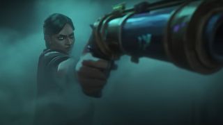 Sevika brandishes her gun against the Scrap Hackers in Arcane Season 2