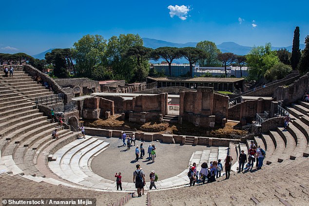 Pictured: The Teatro Grande amphitheater in Pompeii, where Madonna is reportedly hosting her birthday party