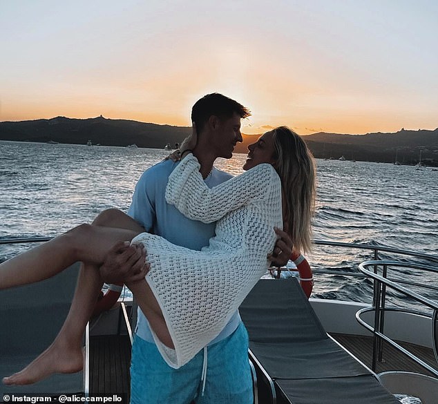 Morata and Campello, photographed just two weeks ago, looked in love on holiday in Sardinia