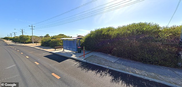 The man approached the woman at bus stop 17254 (pictured) on Read Street in Waikiki in Perth's southern suburbs