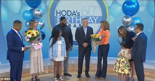 Hoda was also surprised by a father-daughter duo named Devon and Leah Still, and a couple named Frank and Stacey Parrado, and their daughter, Addison (right)