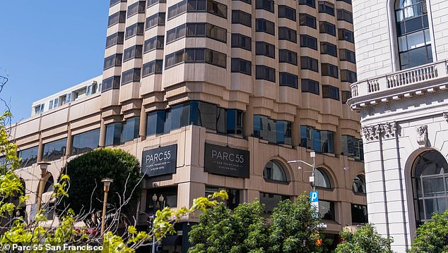 According to the Kroll Bond Rating Agency, the city's two largest hotels, the Hilton Parc 55 (pictured) and the Hilton San Francisco Union Square, have collectively lost $1 billion in value.