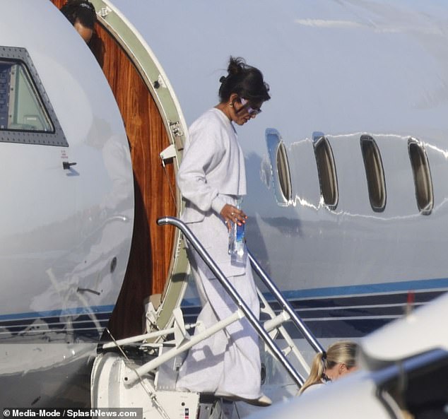 She stepped out of the private jet