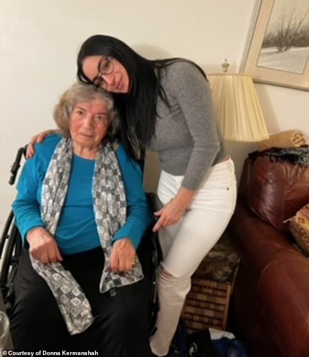 The Kermanshahs claim the squatter slept in their deceased grandmother's bed, stole more than $50,000 worth of jewelry and was responsible for sending an elderly aunt to the hospital. Donna Kermanshah is pictured above with her deceased grandmother