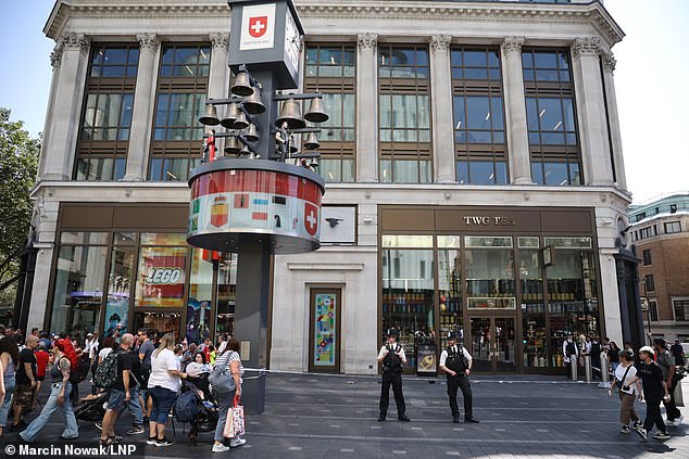 A police cordon has been placed around the double doors of the TWG Tea shop in Leicester Square