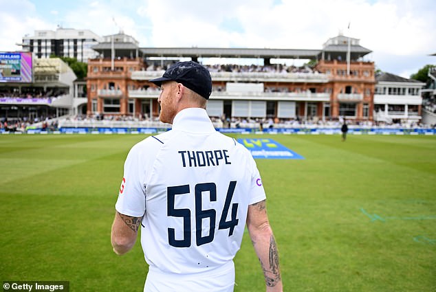 Ben Stokes wore a shirt with Thorpe's name and cap number ahead of England's Test match against New Zealand