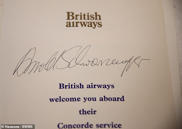 Arnold Schwarzenegger's autograph was among the celebrity and royalty-rich memorabilia collected aboard the Concorde