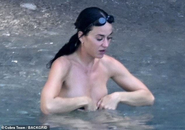 During the holidays, Katy also almost had a wardrobe malfunction while swimming