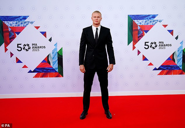 Haaland pictured at last year's PFA awards, where he was named Player of the Year