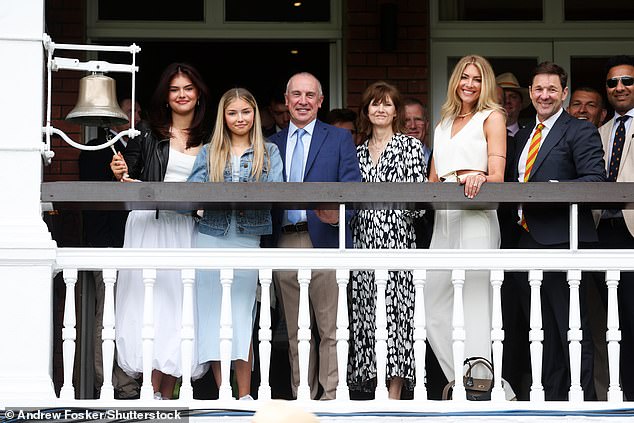 Anderson was watched over by his family at Lord's, who rang the bell before the match started.