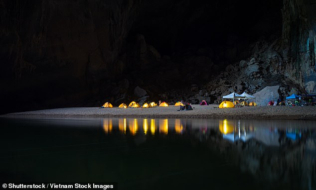 Upon arriving at Hang En Cave, above, Laura says she might have been fooled into thinking her group had reached Son Doong ahead of schedule because of its sheer size.